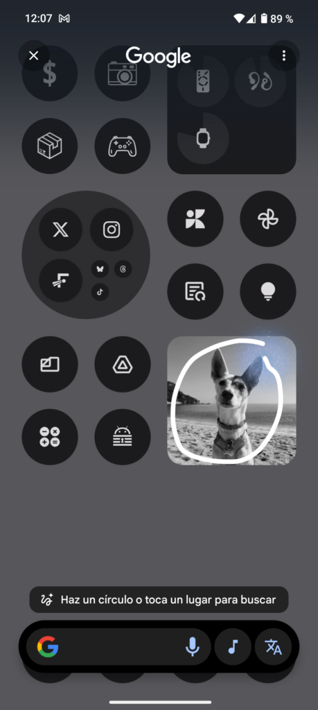 Funcionamiento del "Circle to search" de Google Android en NothingOS