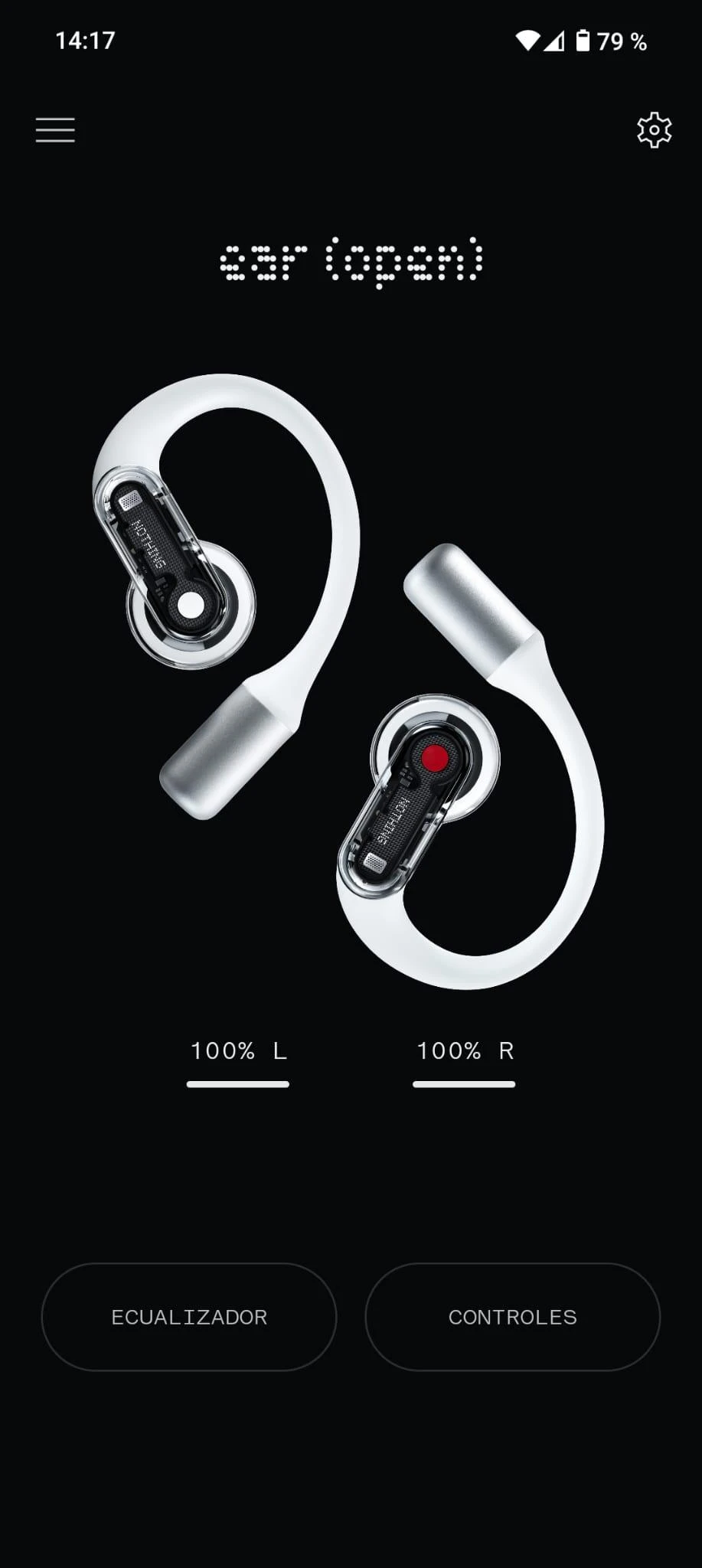 Pantallazo de la app Nothing X