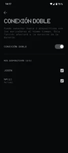 Pantallazo "modo dual" de la app Nothing X