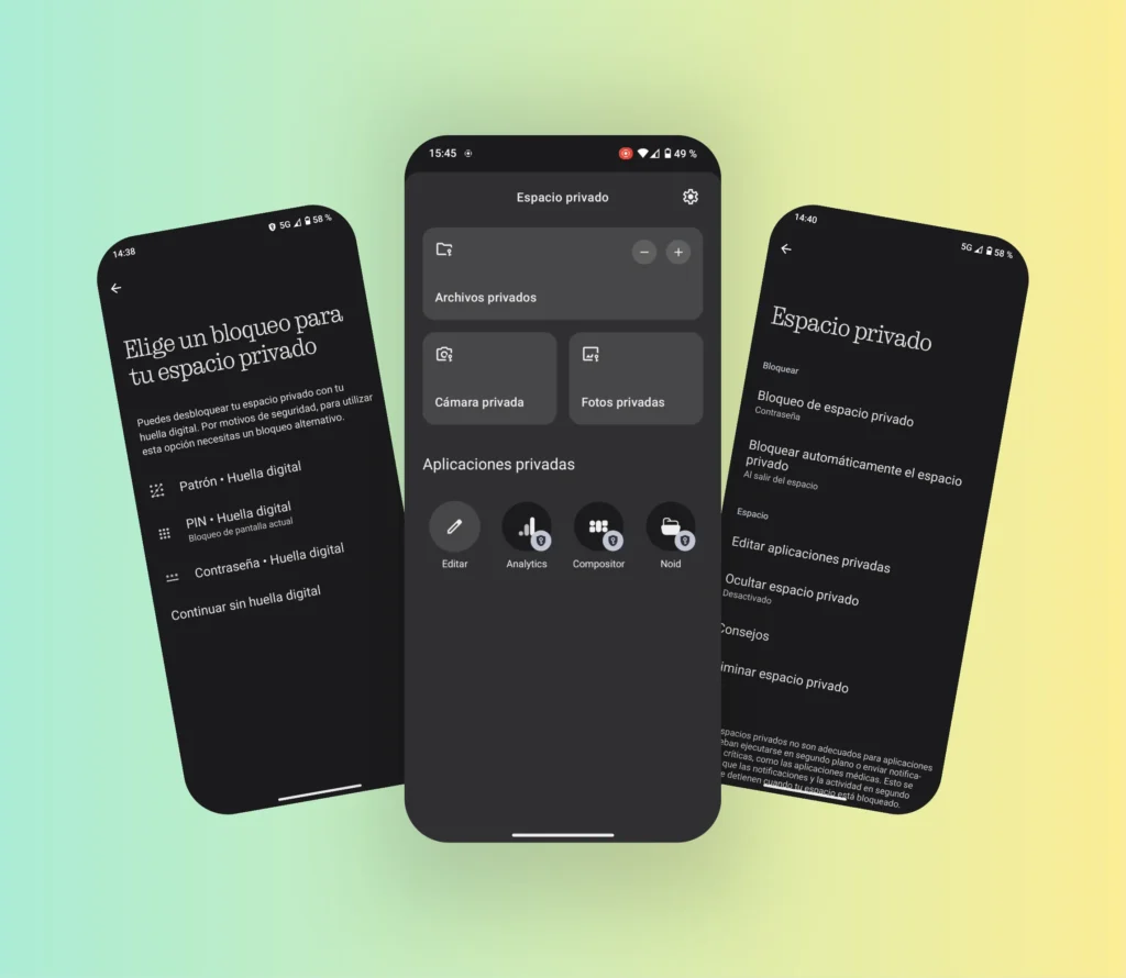 espacio privado nothing phone en Nothing OS