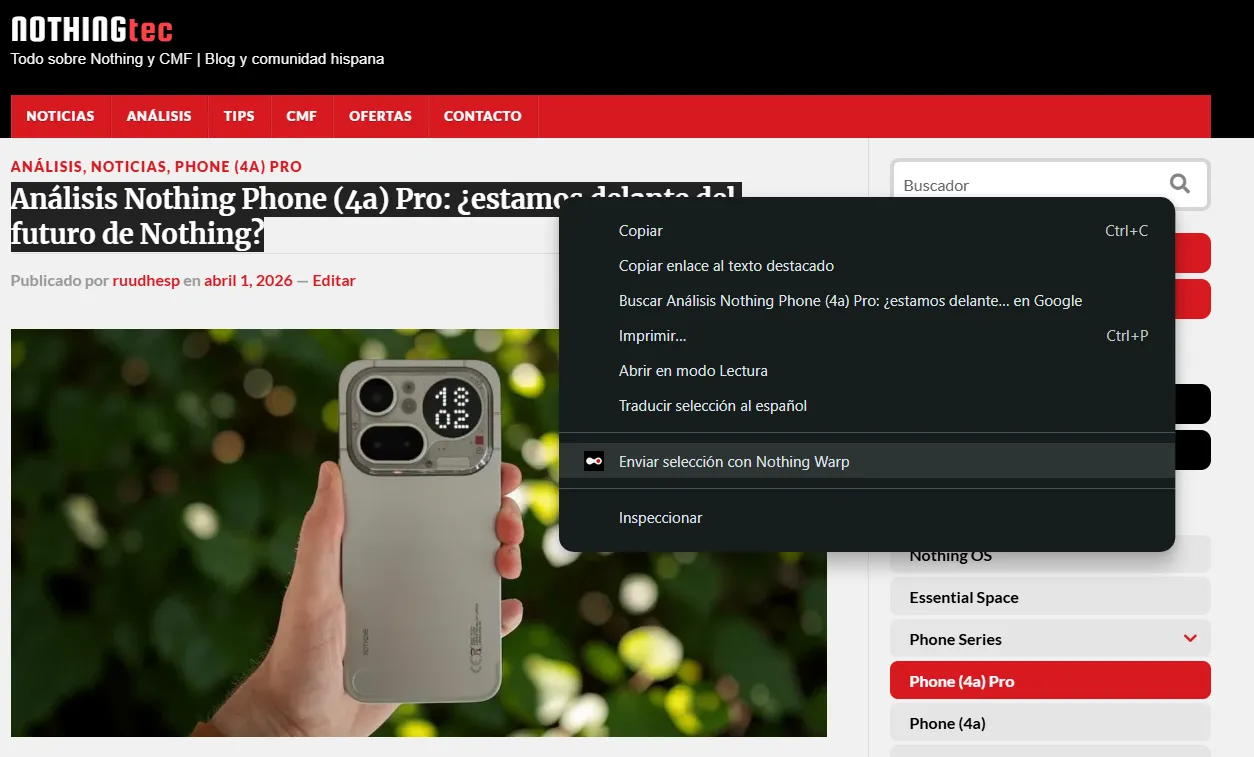 nothing warp en el pc